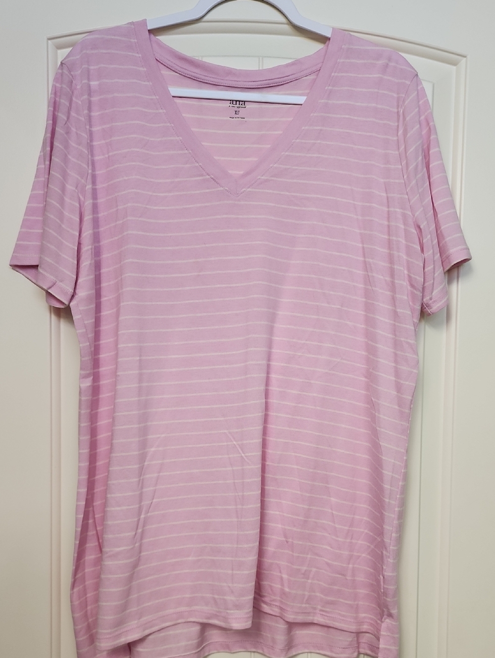 Women's Pink Striped V-Neck Shirt